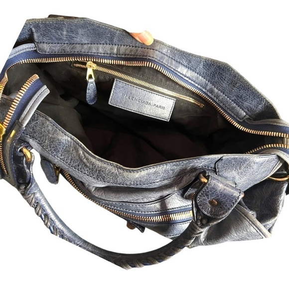 BALENCIAGA Moto Le City Giant Blue 
Lambskin Leather Handbag &  Wallet - Picture 9 of 17